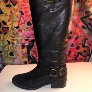 Black leather riding boots